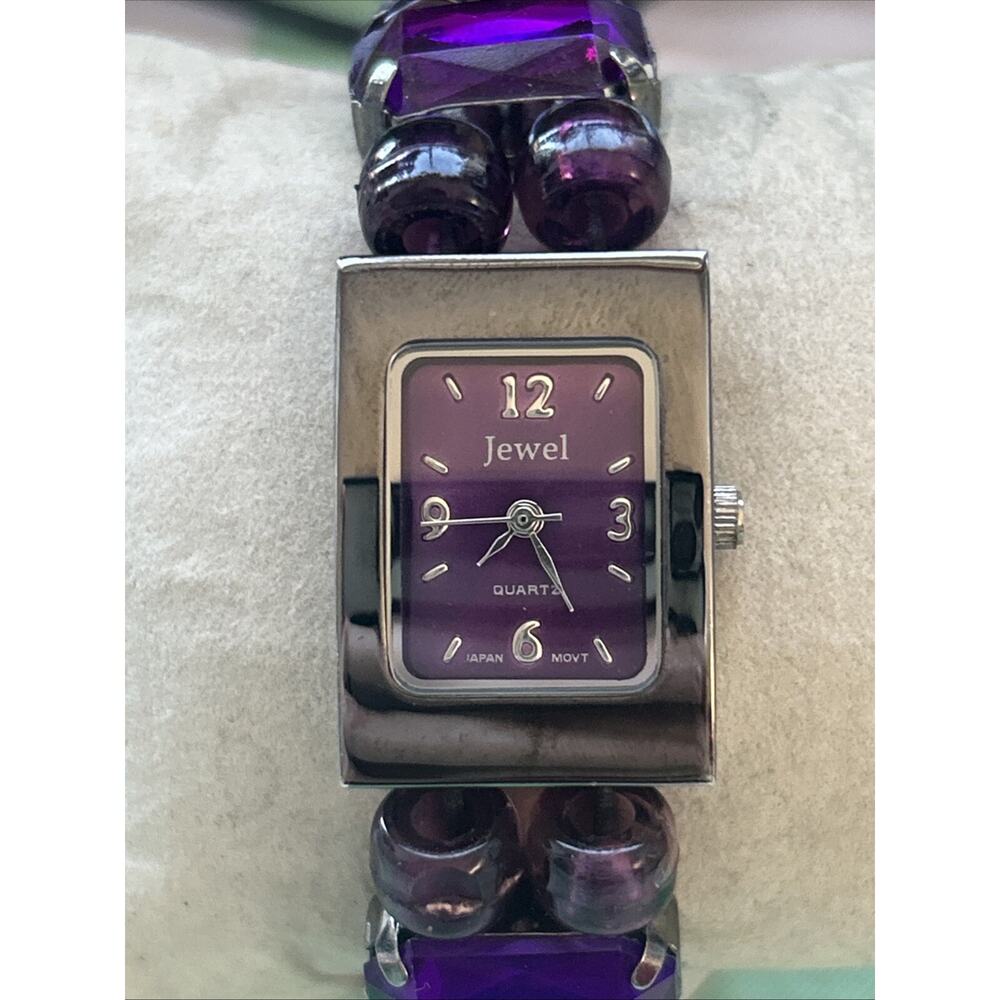 Jewel Gunmetal Gray Purple Beads Women’s Quartz Watch